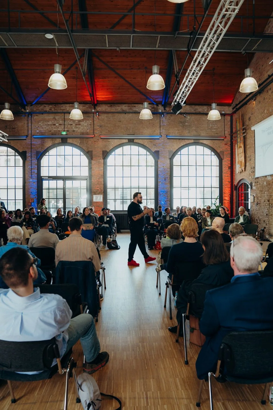 Dimitris Dimitriadis delivering the AI & the Public Square keynote at The Civic Toolkit, The Conduit Foundation, Berlin, April 2026
